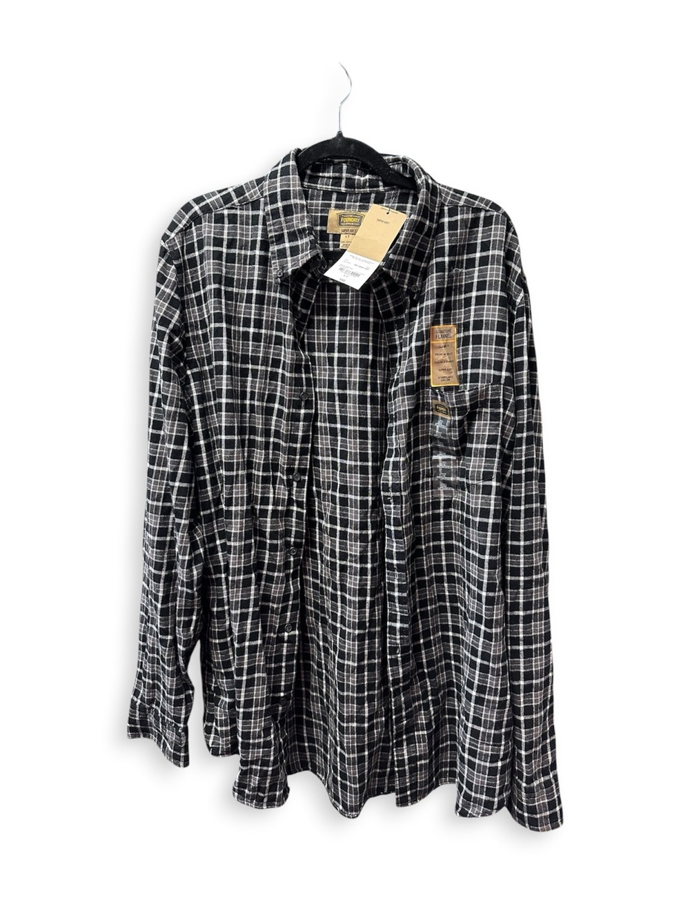 NWT Foundry Signature Flannel Men's Classic Fit Long Sleeve Plaid Cotton Shirt